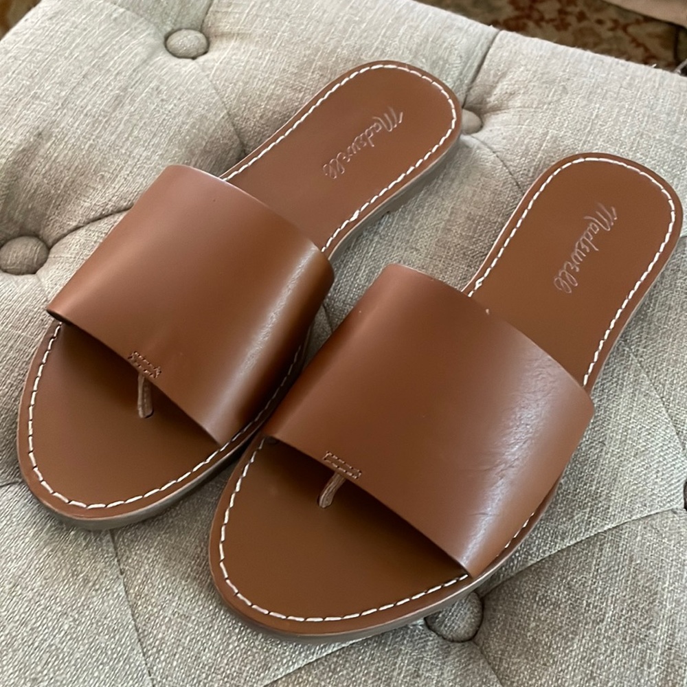 Madewell Boardwalk post slide sandals, Women’s size 7 1/2, English saddle